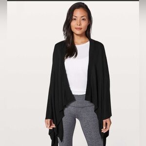 Lululemon black Hatha Oversized Lightweight Viscose Silk Wrap Scarf Blanket OS